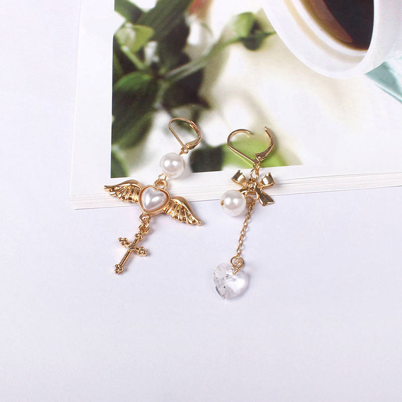 Angel Heart Cross Earrings