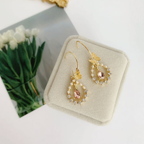 Elegant retro butterfly drop earrings