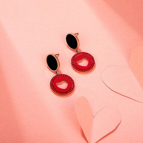 Love red rhinestone earrings