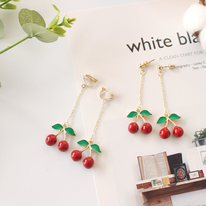 Sweet cherry long and short earrings