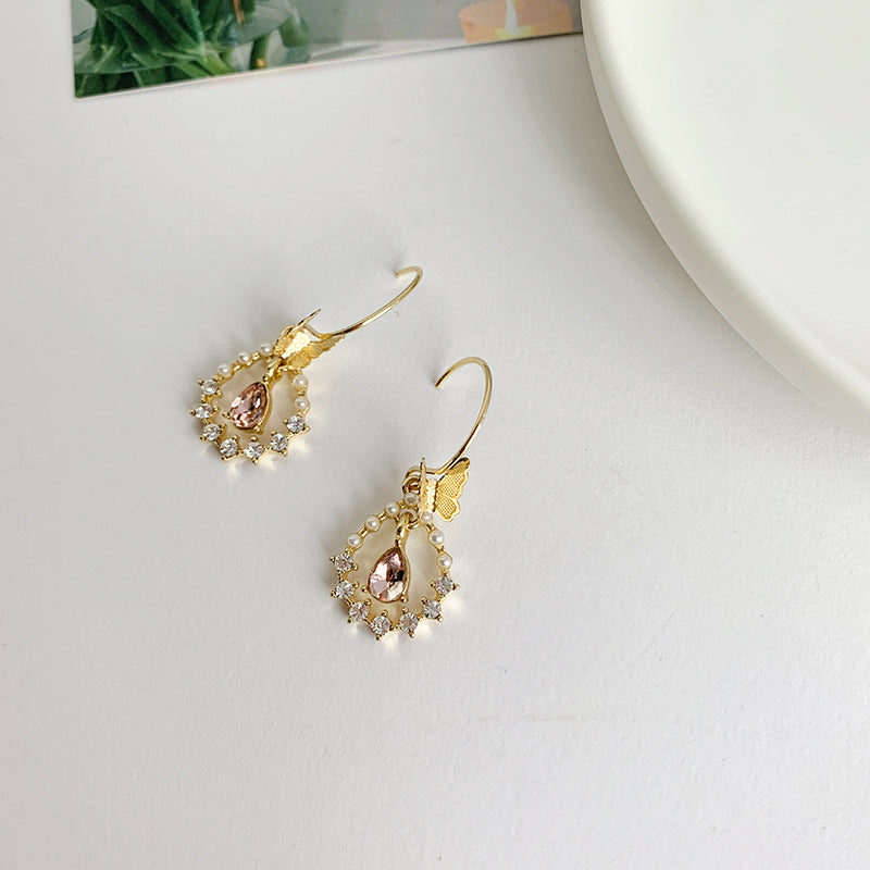 Elegant retro butterfly drop earrings