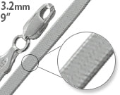 Sterling Silver 9" Magic Herringbone Chain Bracelet/Anklet - 3.2MM