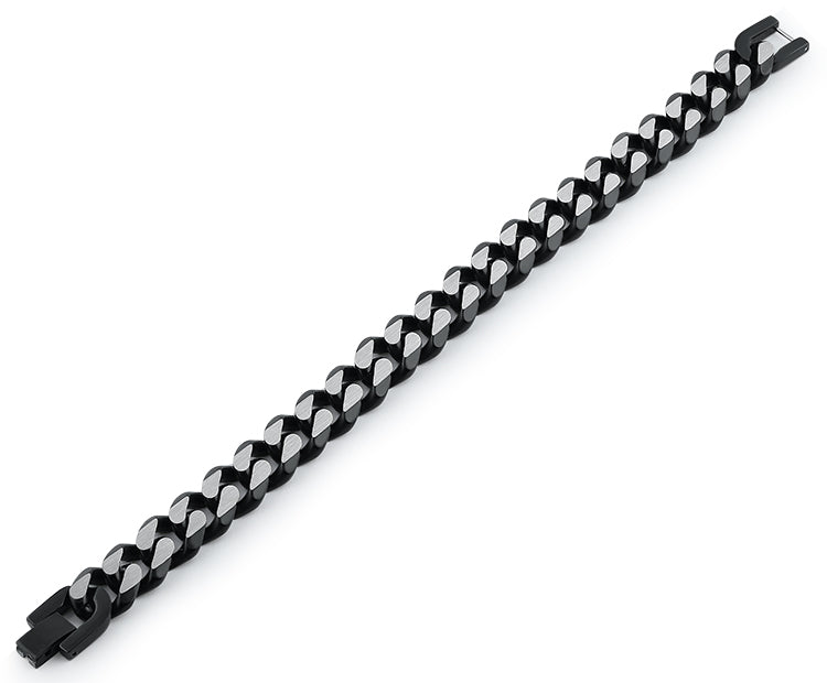 Stainless Steel Curb IP Black Link Bracelet