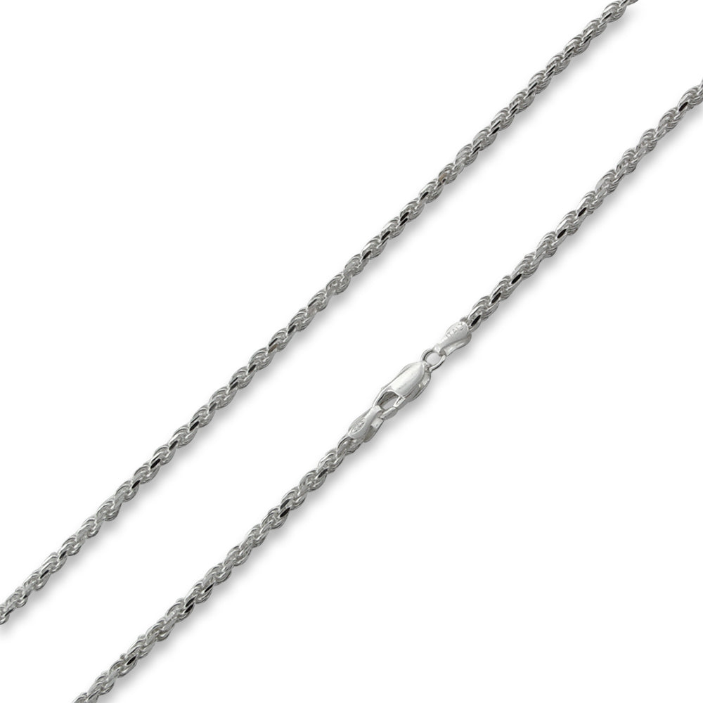 Sterling Silver 7" Italian Rope Chain Bracelet 2.8MM