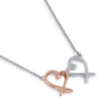 Sterling Silver Two-tone Heart Design Necklace