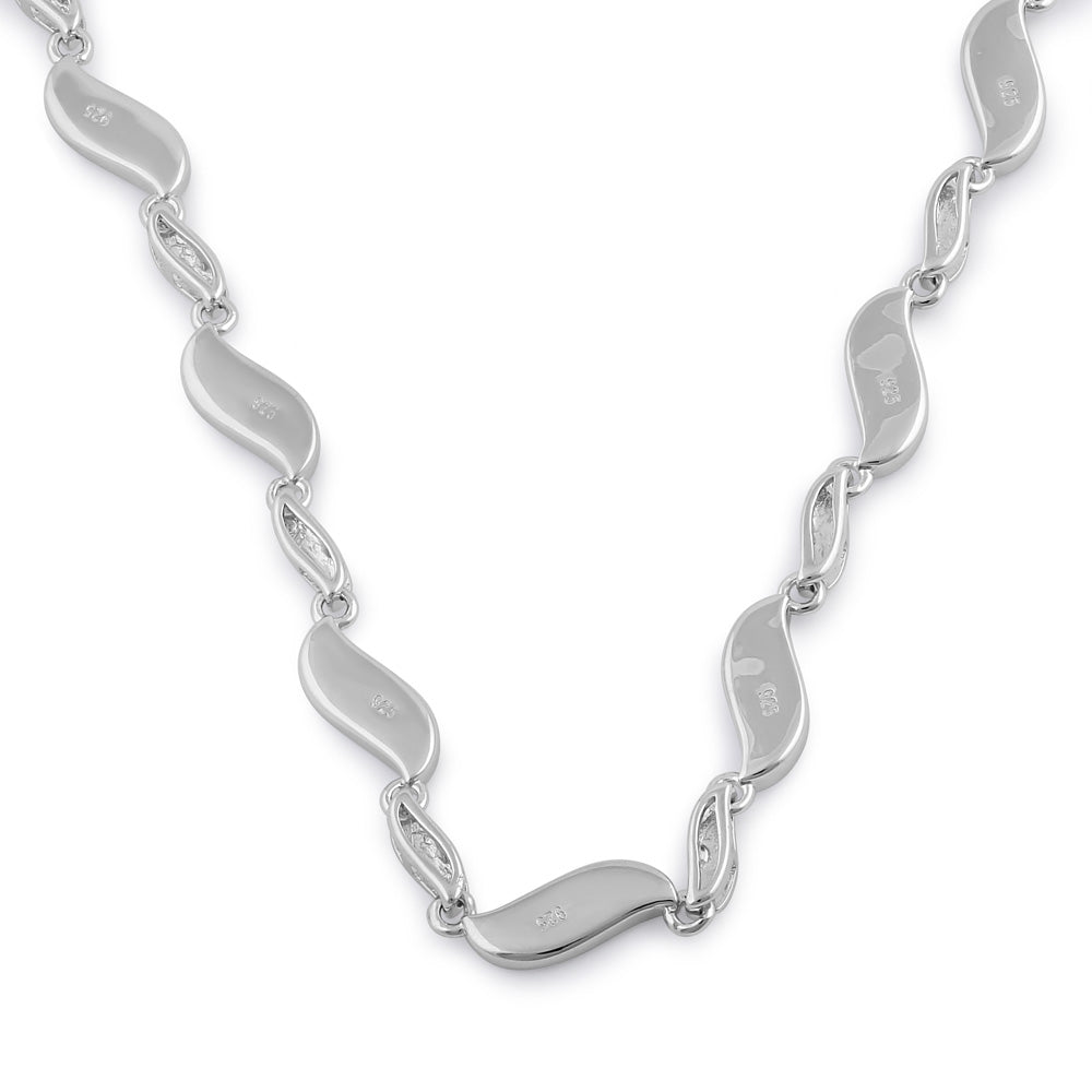 Sterling Silver Blue Opal Wave Necklace