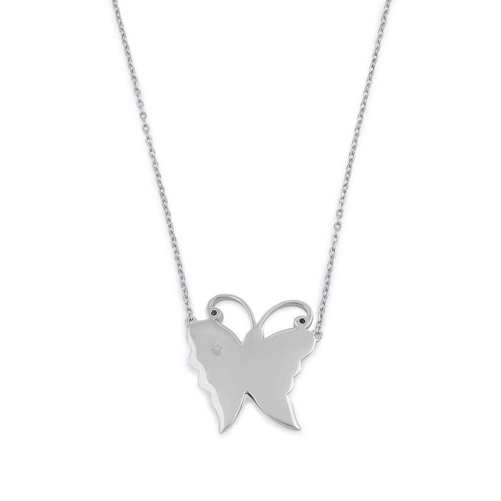 Sterling Silver Blue Lavender Butterfly Necklace