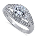 Sterling Silver Clear Round Cut Engagement CZ Ring