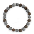 Stainless Steel Brown and Gray Druzy Bead Bracelet