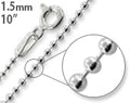Sterling Silver 10" Bead Chain Bracelet/Anklet - 1.5MM