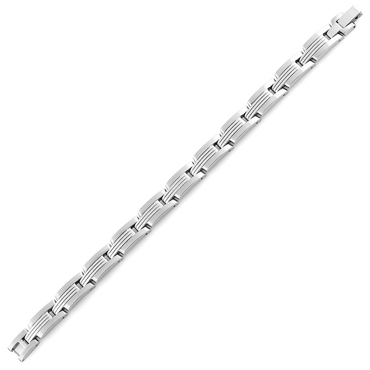 Stainless Steel Double Groove Bar Bracelet