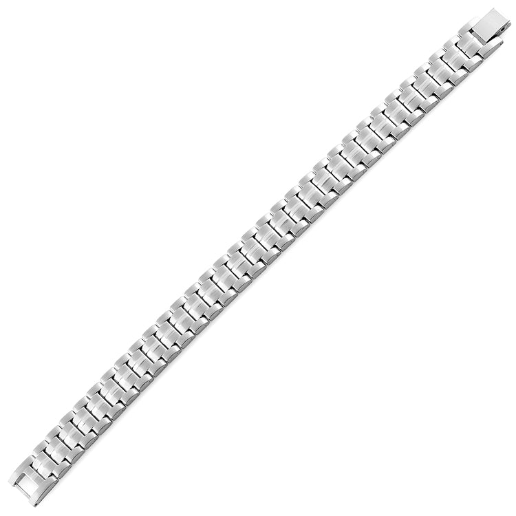 Stainless Steel Ridged Link Bracelet