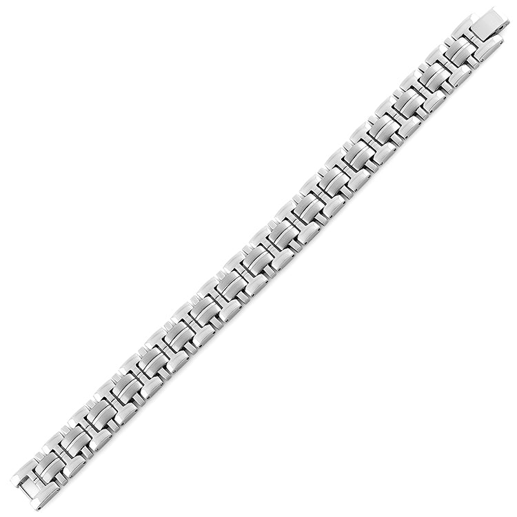Stainless Steel Thick Groove Square Link Bracelet