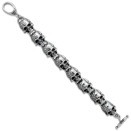Stainless Steel Two Face Skull Link Bracelet