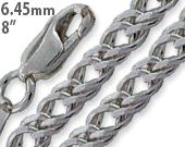 Sterling Silver 8" Rombo Chain Bracelet - 6.5mm