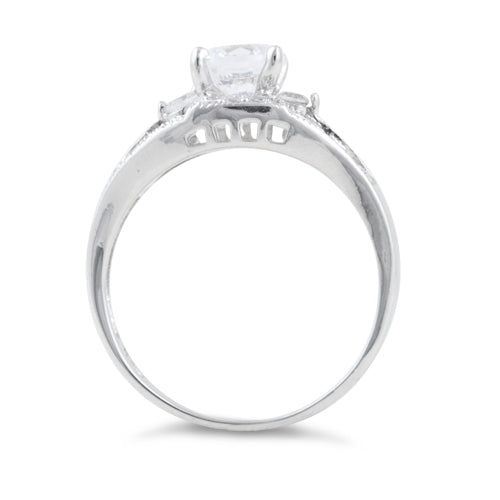 Sterling Silver Clear Round Cut Engagement CZ Ring