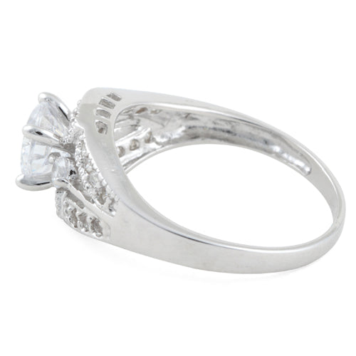 Sterling Silver Clear Round Cut Engagement CZ Ring