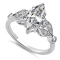 Sterling Silver Elegant Marquise Cut Clear CZ Engagement Ring